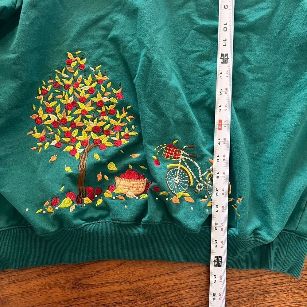 Alfred Dunner Women's Classics Apple Tree Top Green Embroidered Dress‎ 1X - Picture 9 of 9